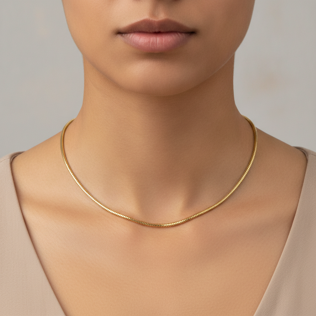 160CCTD. 14k Solid Yellow Gold Snake Necklace