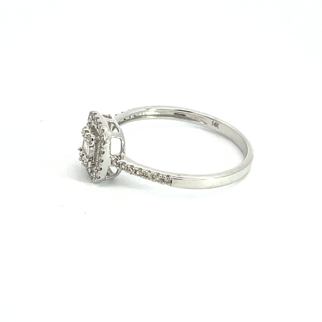 14k Solid Gold Diamond Rectangle Ring.