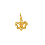 Load image into Gallery viewer, 14K Solid Gold Fleur de Lis Pendant with Diamonds. GDP278
