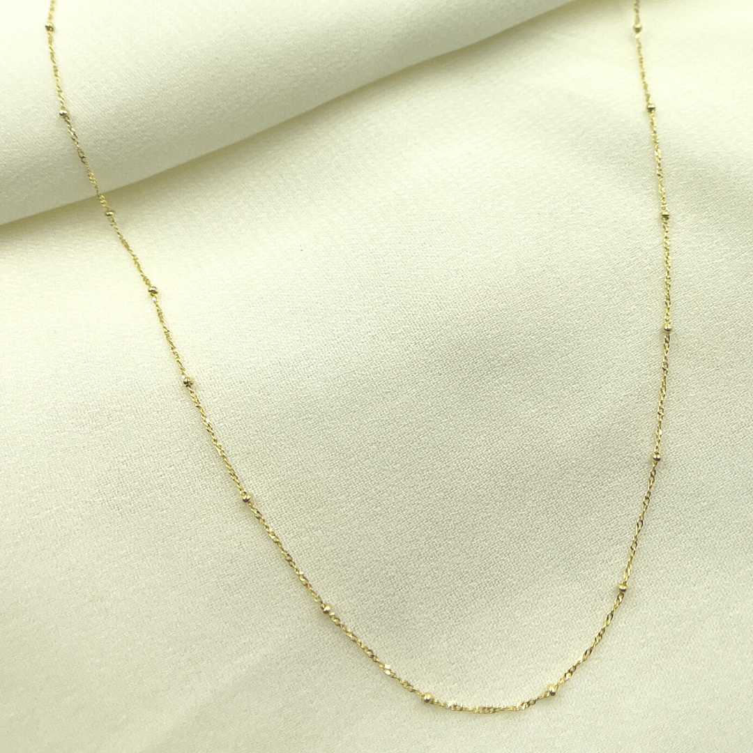 020GBLSIS4. 14K Solid Gold Wheat Satellite Chain