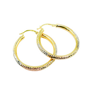 GER56. 14K Tri-Tone Gold Earrings Circle Shape Hoop