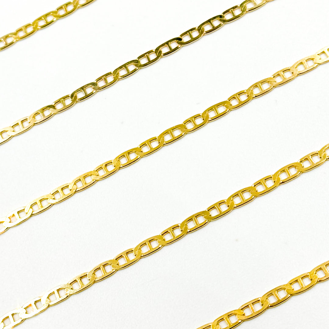 040FLP1BBT2byFt. 14k Solid Gold Flat Marina Link Chain