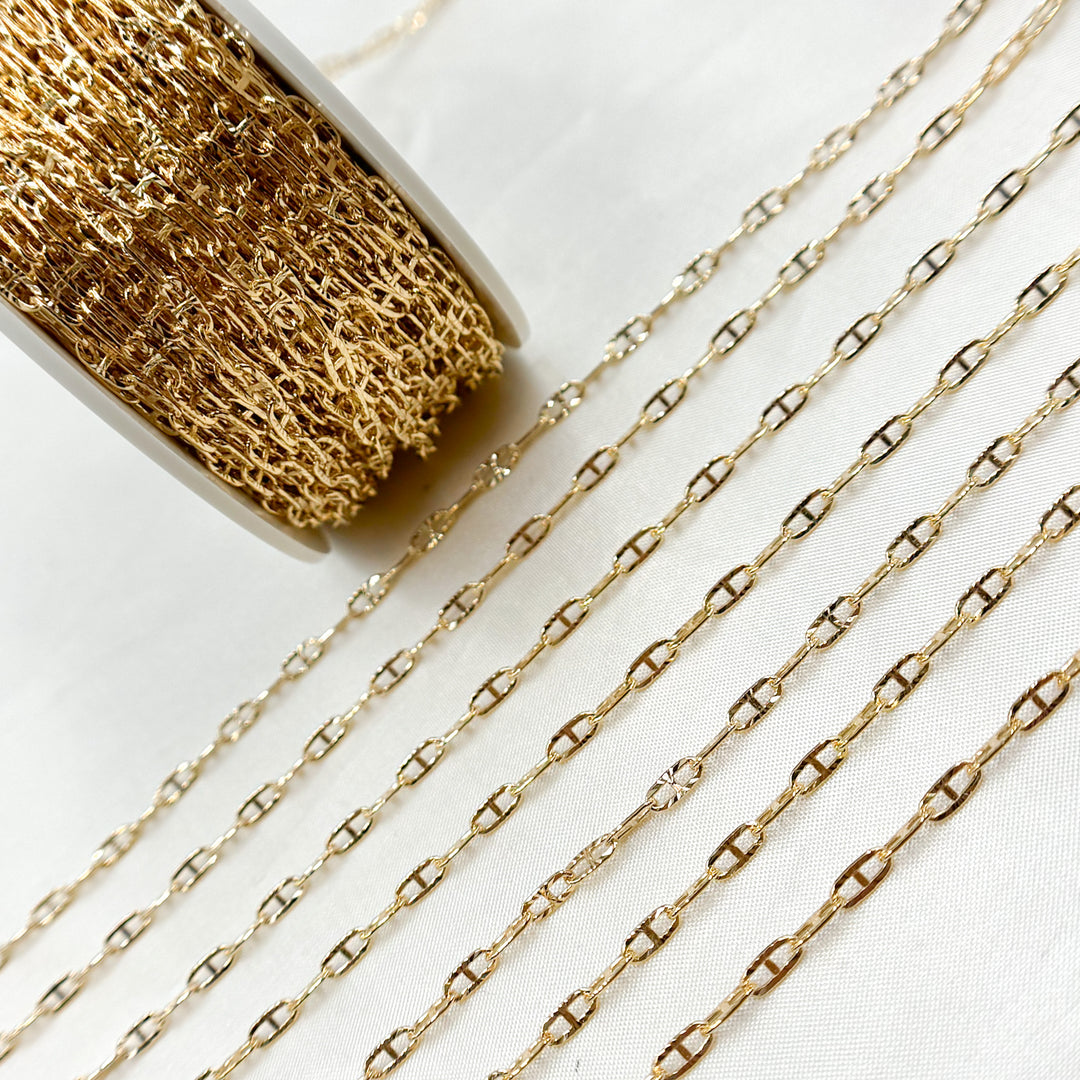 V249GF. 14K Gold Filled Diamond Cut Marina Link Chain