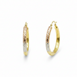 Load image into Gallery viewer, GER56. 14K Solid Tri-Color Gold Round Hollow Hoop Earrings – Classic Hoops