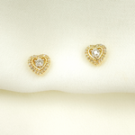 Load image into Gallery viewer, 14K Gold and Diamonds Heart Earrings. EFC51817
