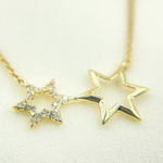 Load image into Gallery viewer, 14k Solid Gold Diamond Stars Cable Link Necklace. NFC71186
