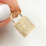 Load image into Gallery viewer, GDP62. 14K Solid Gold Diamond Lock Charm
