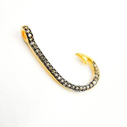 DC561. Diamond Sterling Silver "J" Hook Clasp