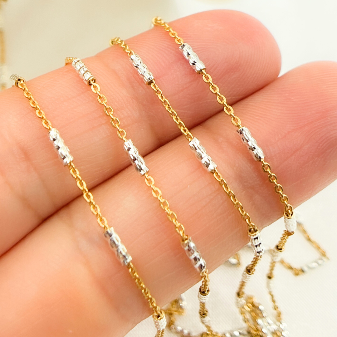 Z69GS. Gold Plated Sterling Silver Satellite Diamond Cut Tube Chain