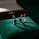 Load image into Gallery viewer, EHZ56727BS. 14K Solid White Gold Blue Sapphire Huggies