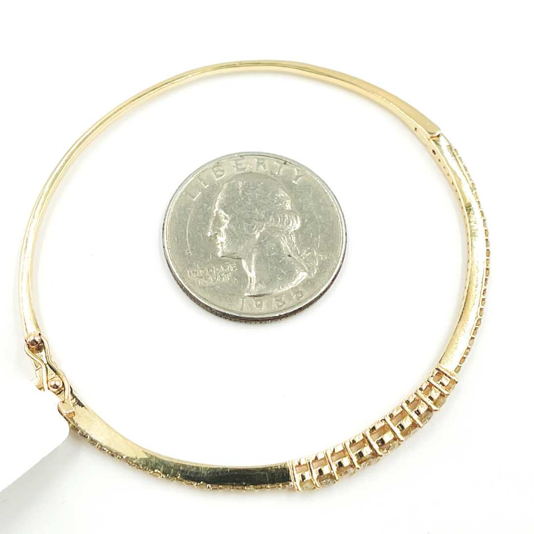 KG101. 14K Solid Gold Bangle with Diamonds
