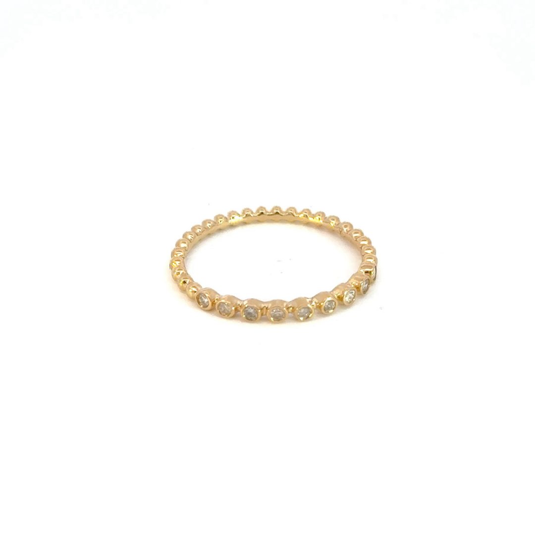 14k Solid Gold Diamond Bead Ring.