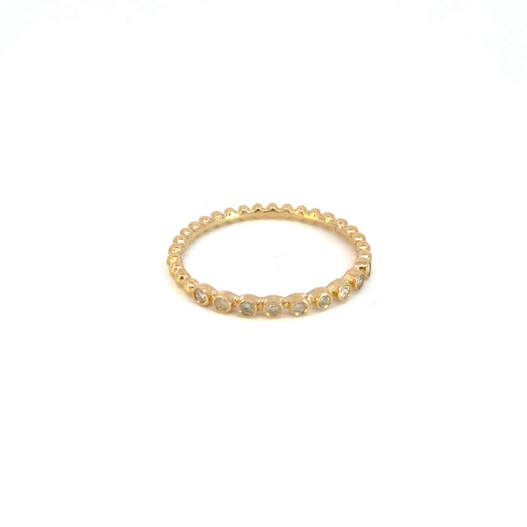 14k Solid Gold Diamond Bead Ring. ZGG701