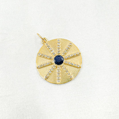 14K Solid Gold Diamond Circle Charm Available in (Ruby & Blue Sapphire). GDP464