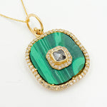 Load image into Gallery viewer, KG39. 14K Solid Gold Fancy Diamond Square Pendant