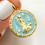 Load image into Gallery viewer, DP616A. Diamond Sterling Silver Round Virgo Zodiac Enamel Pendant
