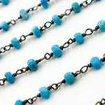 Load image into Gallery viewer, TRQ16. Turquoise Black Rhodium 925 Sterling Silver Wire Chain
