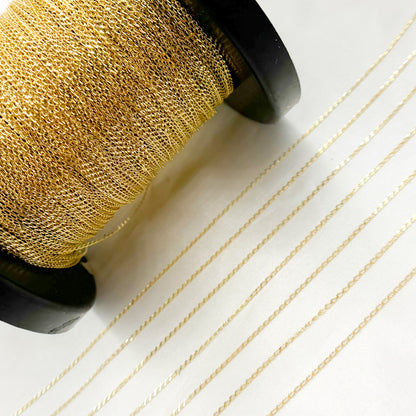 14K Solid Gold Long Curb Chain