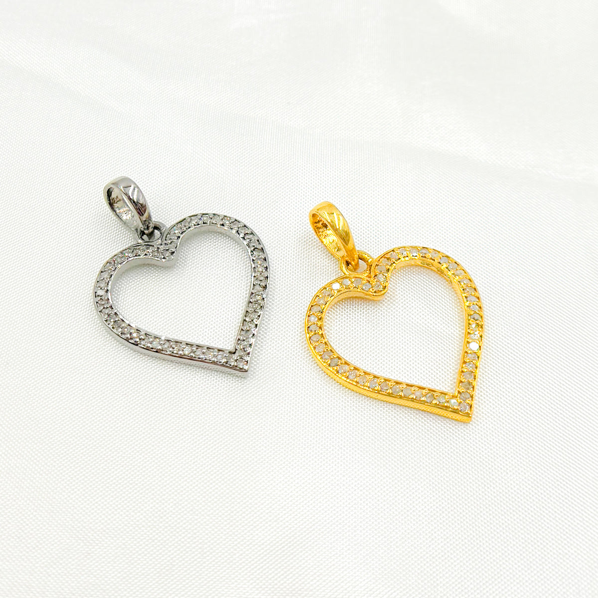 DP080. Diamond Sterling Silver Heart Pendant