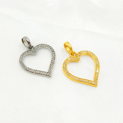 DP080. Diamond Sterling Silver Heart Pendant