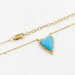 Load image into Gallery viewer, 14k Solid Gold Diamond and Turquoise Heart Necklace. CN96244TQ
