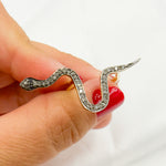 Load image into Gallery viewer, DR015. Diamond Sterling Silver Snake Ring with Gemstone
