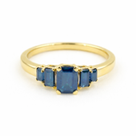 Load image into Gallery viewer, CR96102BS6X4. 14K Solid Yellow Gold Blue Sapphire Cluster Ring