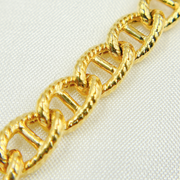 V47GP. Gold Plated 925 Sterling Silver Textured Curb Marina Chain
