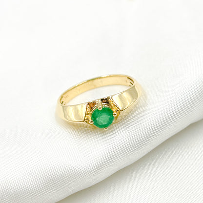 14K Solid Yellow Gold Emerald Ring.