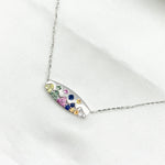 Load image into Gallery viewer, 14K Solid Gold Diamond and Multi Sapphire Bar Necklace. NT405723
