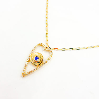 Buy Solid Gold Diamond and Blue Sapphire Heart Necklace