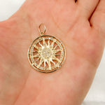 Load image into Gallery viewer, GDP317. 14K Solid Gold Diamond Round Sun Charm
