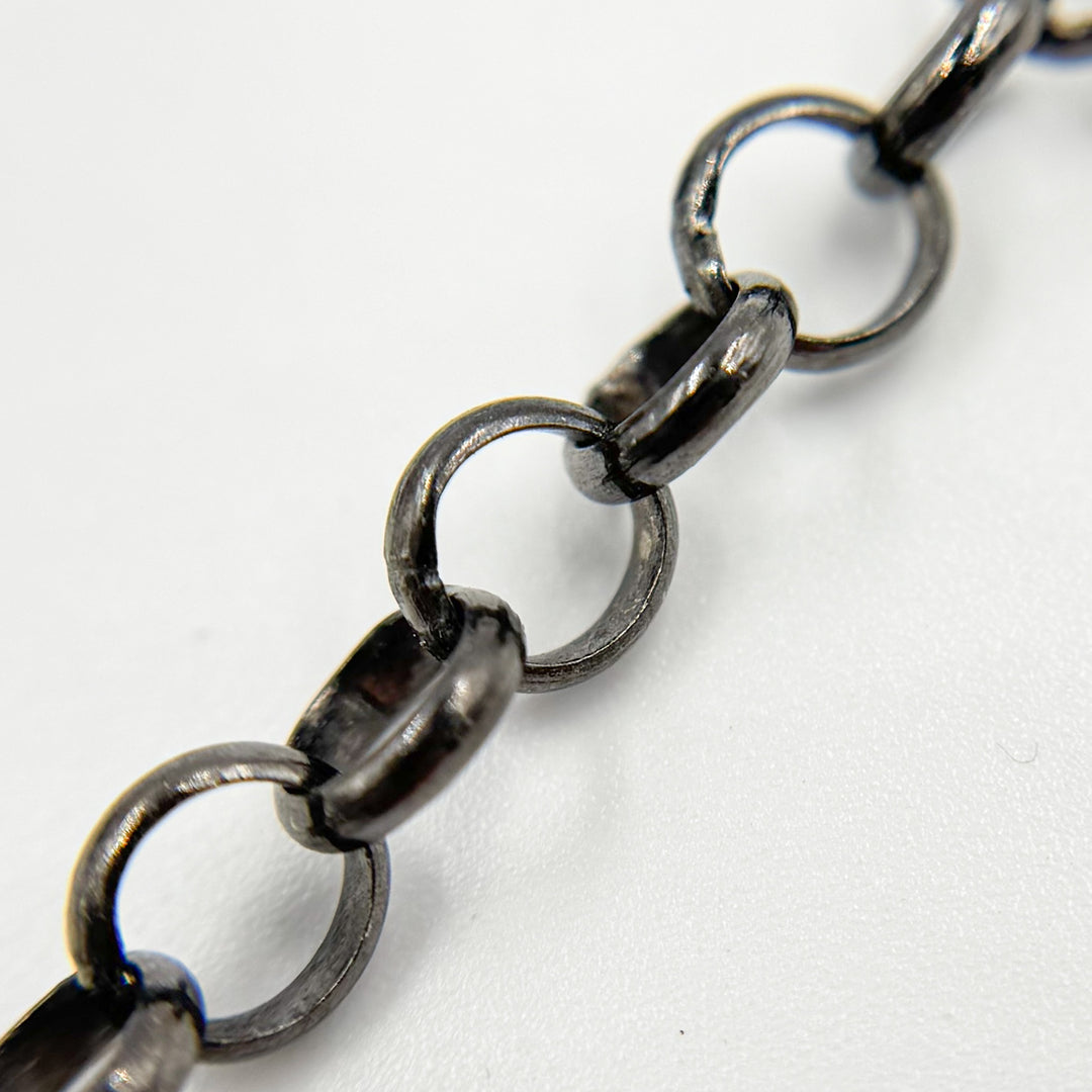V89BR. Black Rhodium Sterling Silver Rolo Chain