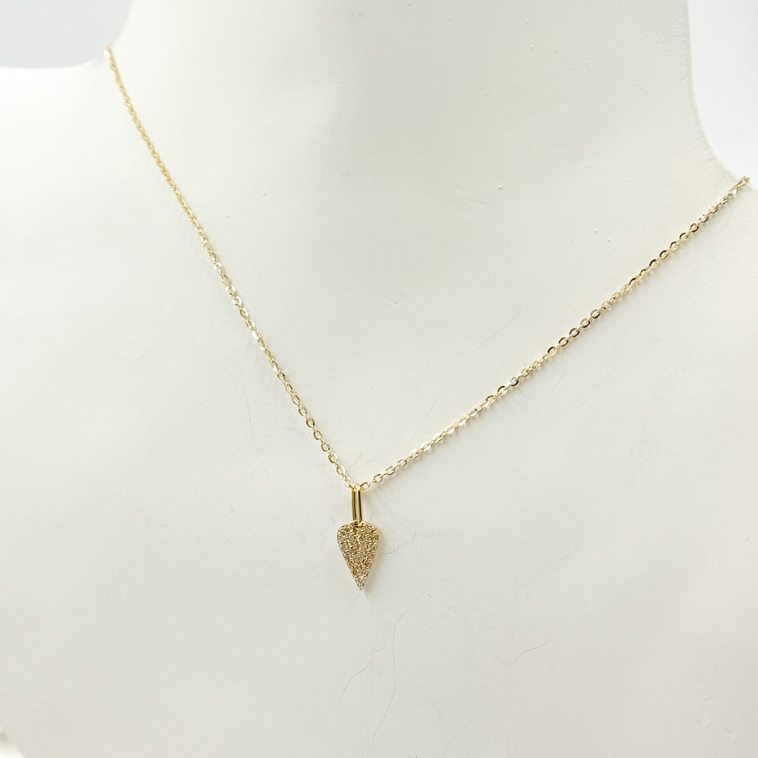 14K Solid Gold Heart Shape Diamond Necklace. PHE38753