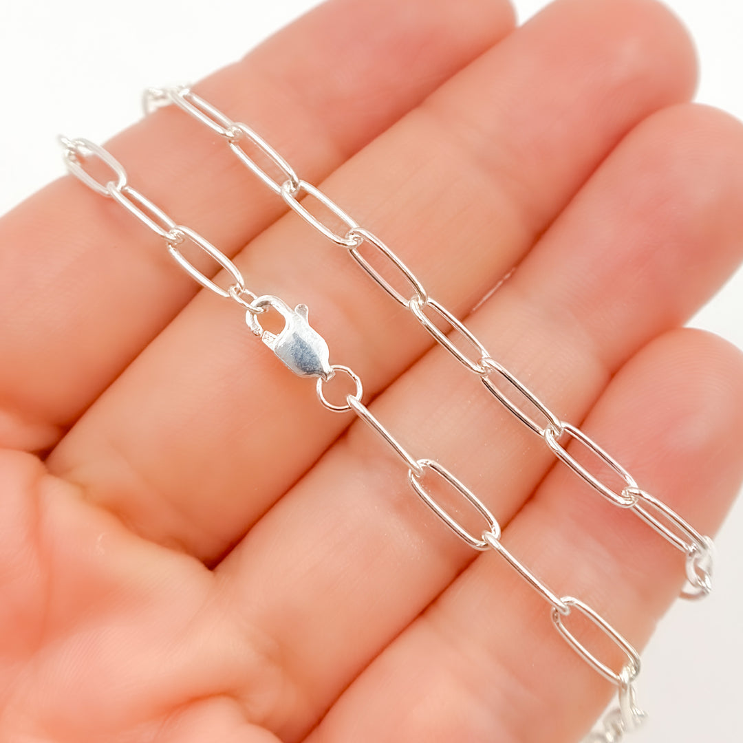 Sterling Silver Smooth Paperclip Necklace
