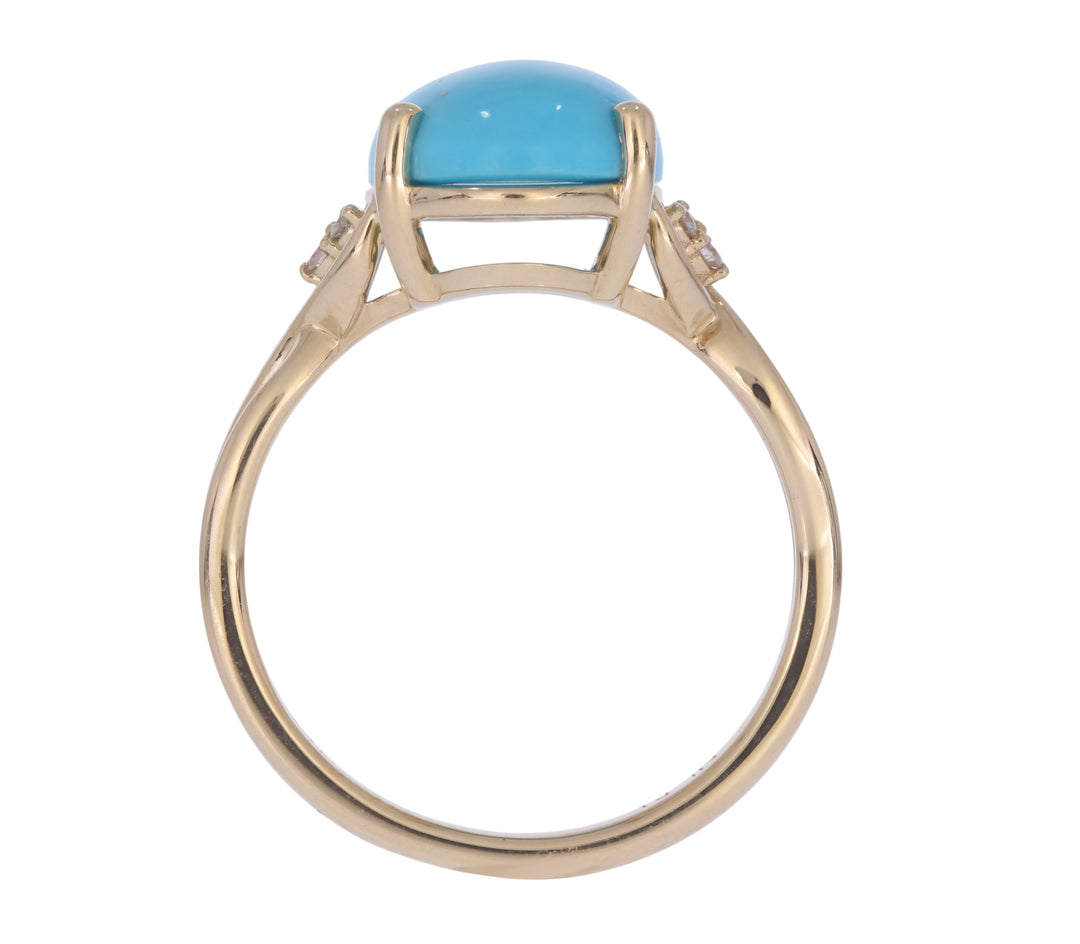 CR97467TQ15X11. 14k Solid Gold Turquoise and Diamond Fancy Ring