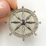 Load image into Gallery viewer, DP719. Diamond Sterling Silver Round Fancy Pendant with Gemstone
