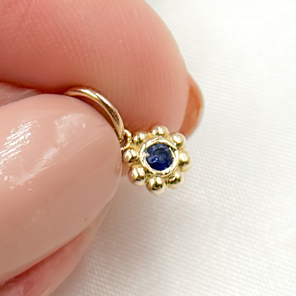 14K Solid Gold Diamond Flower Charm