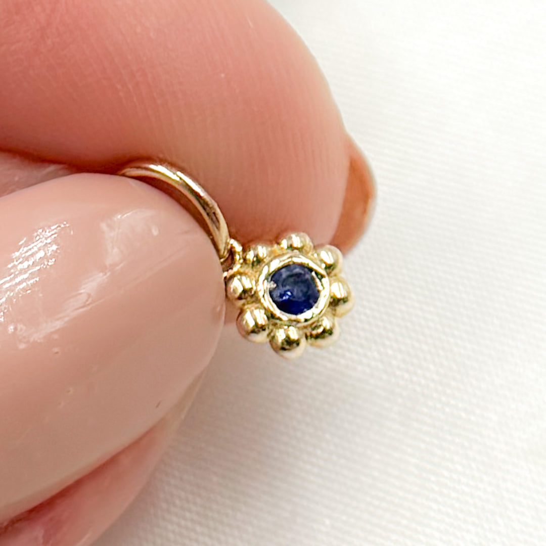 GDP429. 14K Solid Gold Diamond Flower Charm