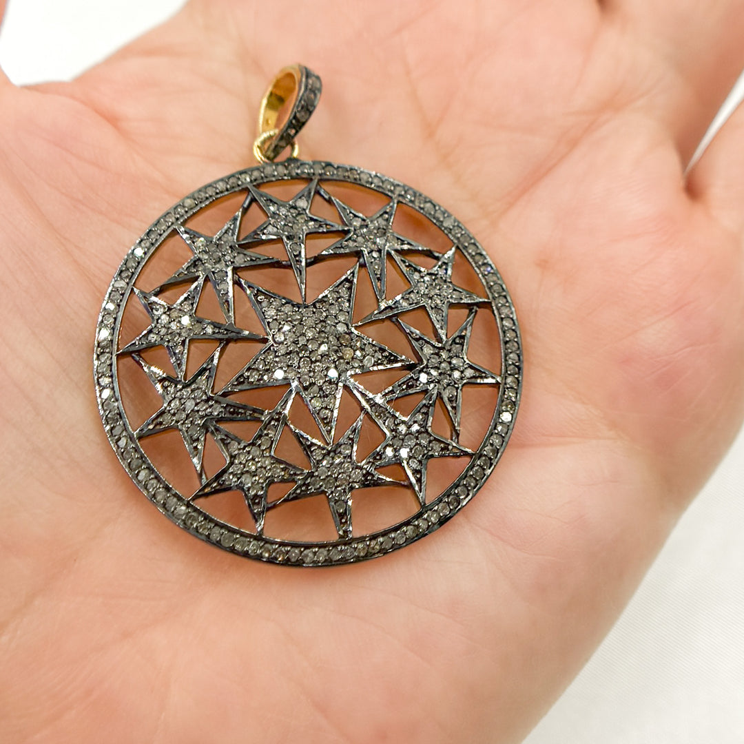 DP161. Diamond Silver Circle Start Pendant