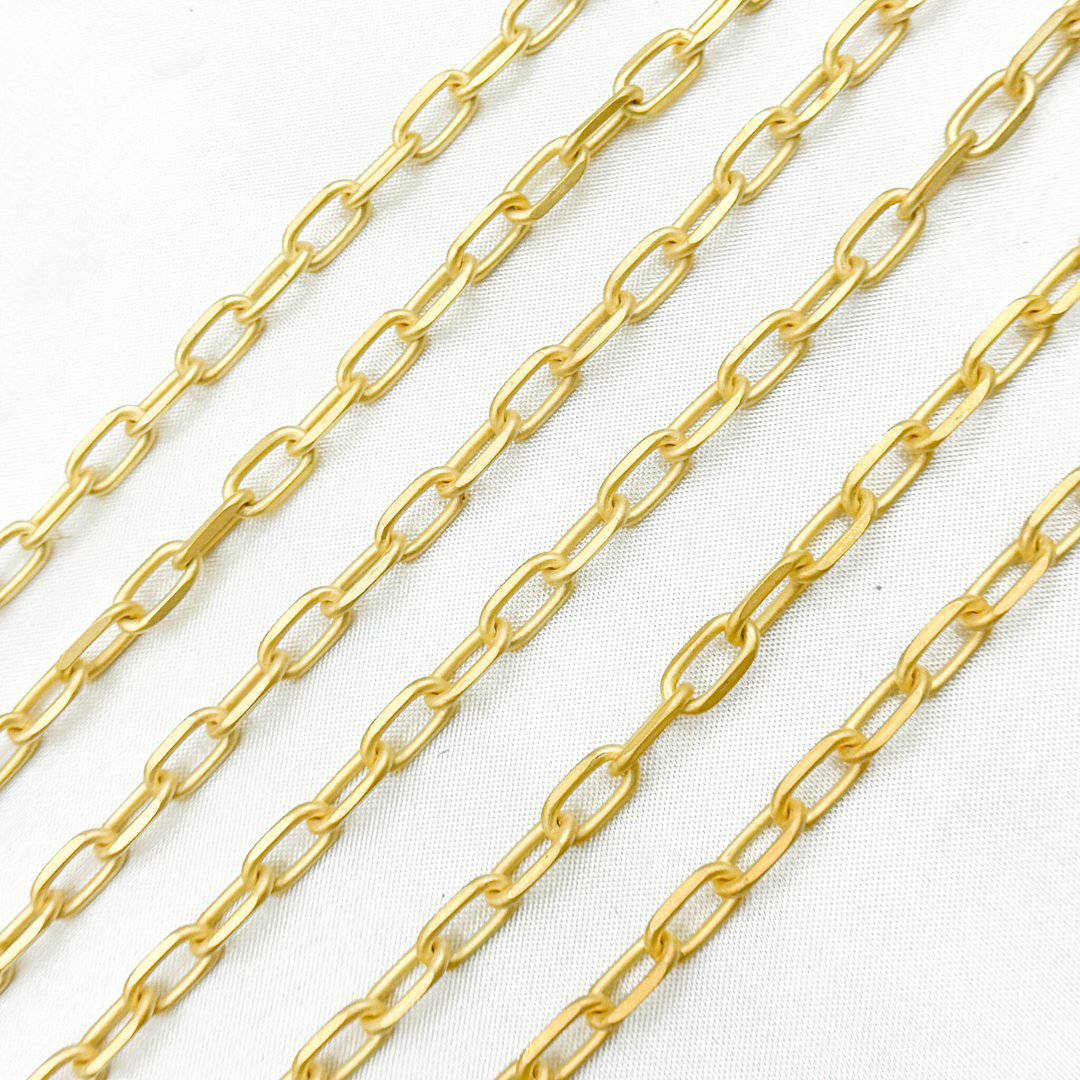 Gold Plated Matt 925 Sterling Silver Diamond Cut Paperclip Link Chain