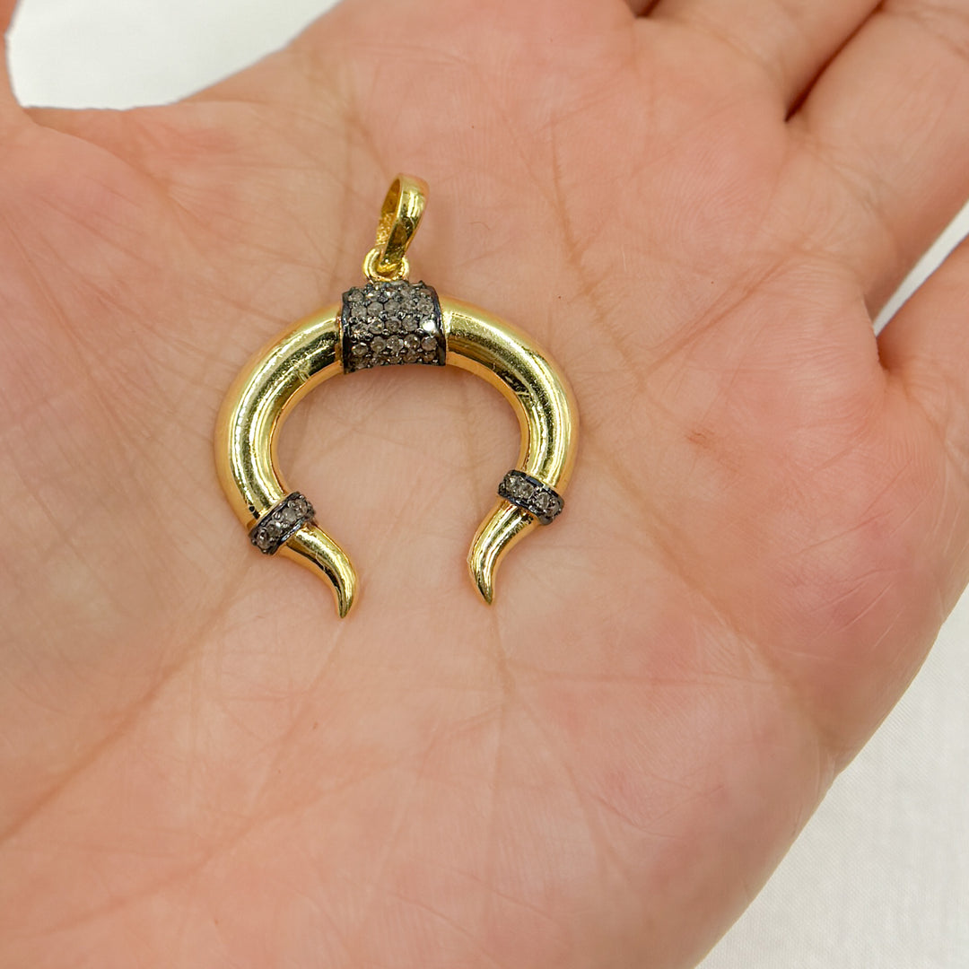 DP184. Diamond Sterling Silver Horn Pendant