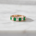 Load image into Gallery viewer, RAF01372EM. 18K Solid Gold Diamond &amp; Emerald Ring