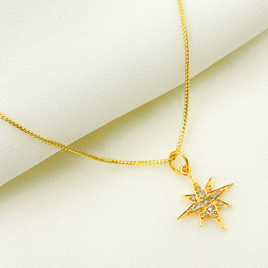 GDP169. 14K Solid Gold Diamond Star Charm