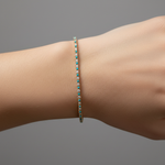 Load image into Gallery viewer, BTF65392TQ. 14k Solid Gold Diamond and Turquoise Beaded Bracelet