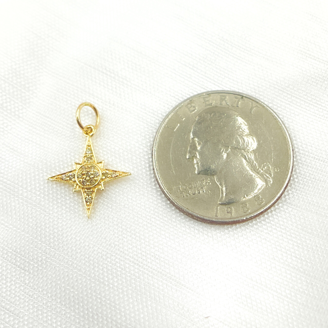 14k Solid Gold Diamond Star Charm. GDP461