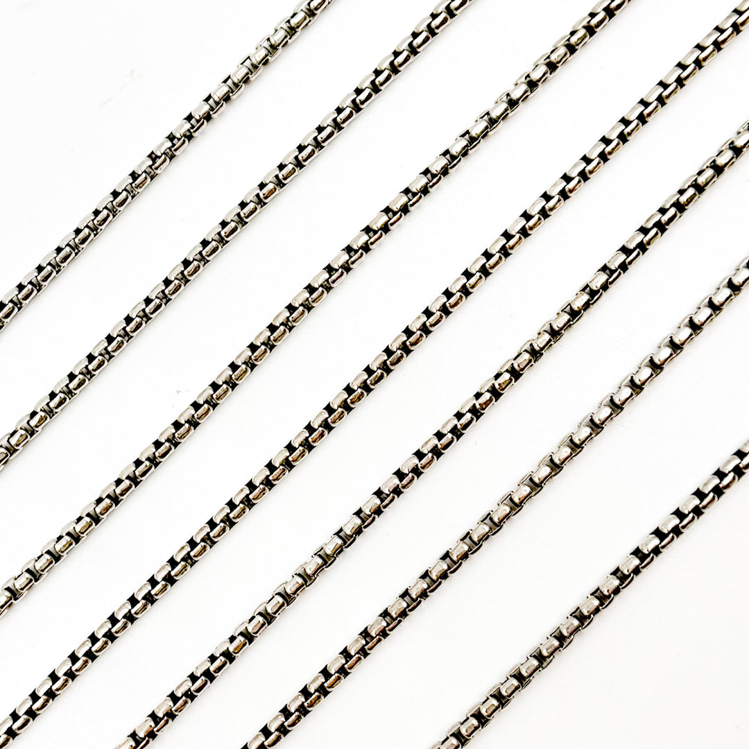 Y49OX. Oxidized Sterling Silver Round Box Chain