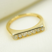 14K Solid Yellow Gold Diamond Ring. 