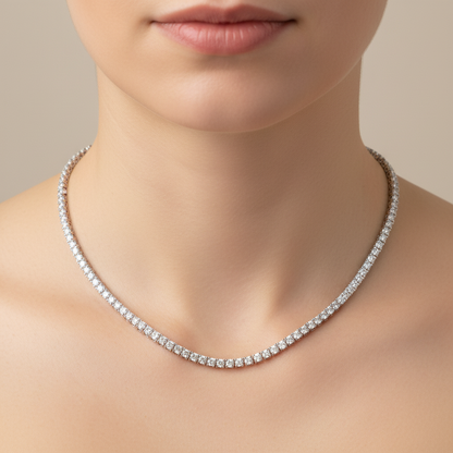 NFP71363. 14K Solid Gold Diamond Tennis Necklace