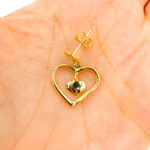 Load image into Gallery viewer, 14K Gold Dangle Earring with Two Hearts. GER115
